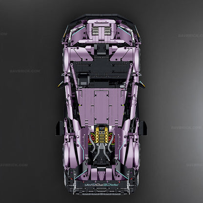 Trilumity Building Block Set: 1:10 Drifting Edition Italian Bull L539 Lightning Hybrid | Remote Controlled Drifting Italian Bull | Metallic Purple