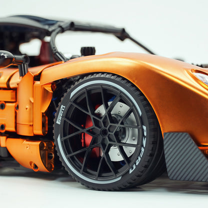Trilumity Building Block Set: 1:8 The Ultimate Pagani Utopia Supercar | Customized Orange Gold V12 Italian Exotic (3314Piece)