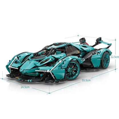 Trilumity Motorized Building Block Set: 1:8 Scale |Limited Edition V12 Italian Concept Futuristic Hypercar Model | 2528-Piece