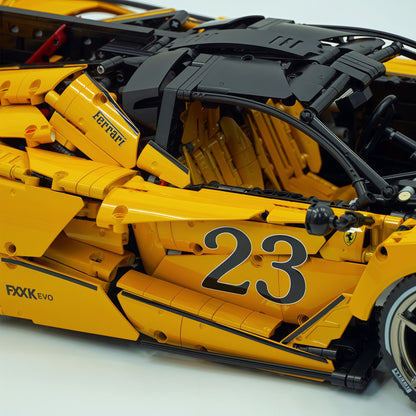 Trilumity Motorized Building Block Set: 1:8 The Ultimate Italian Hybrid Hypercar Evo | Baked Enamel Yellow Paint Italian Flagship (4058+-Piece)