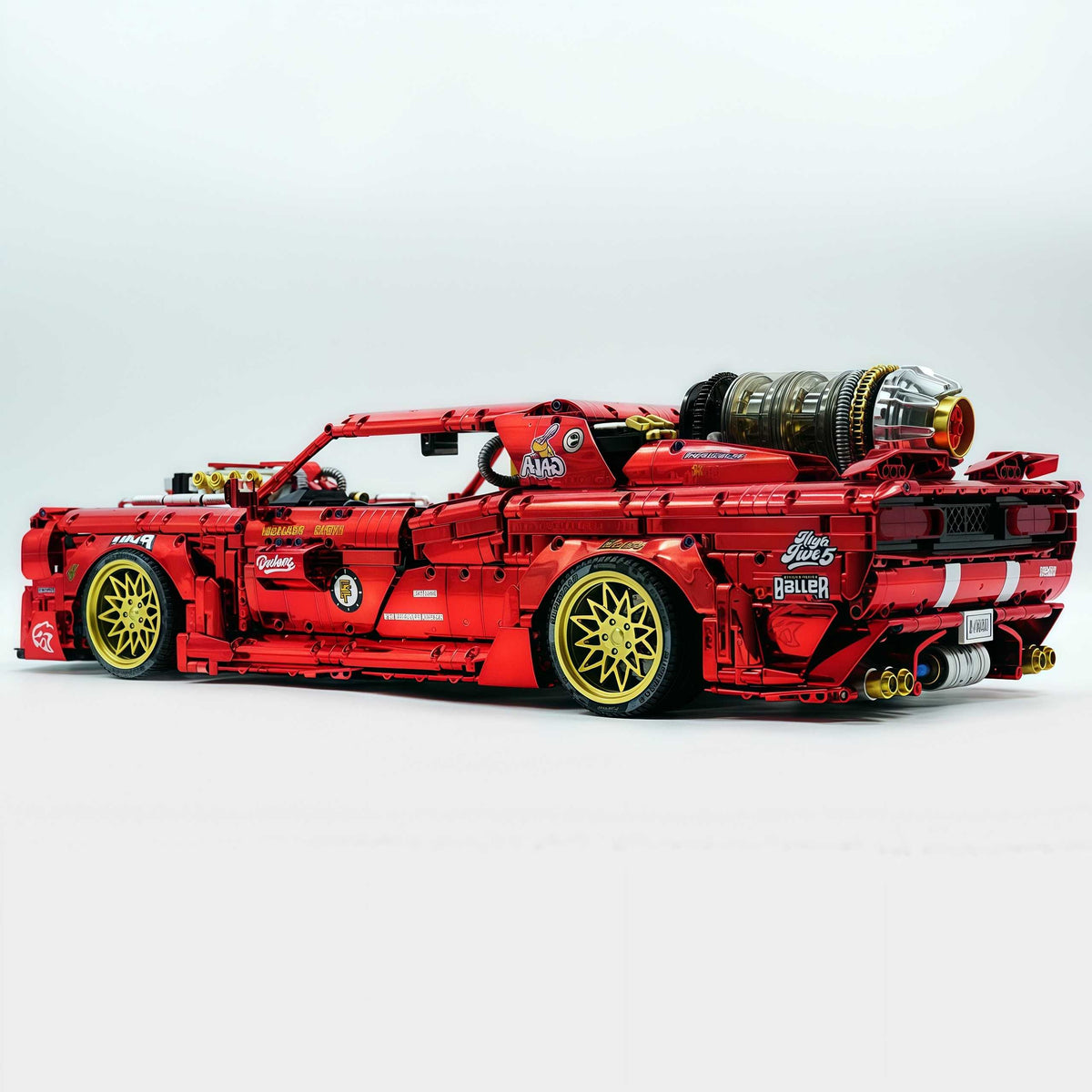 Trilumity Motorized Building Block Set: 1: 8 Dodge Challenger, Electroplating Mirror Red Customized Version (3751-Piece)
