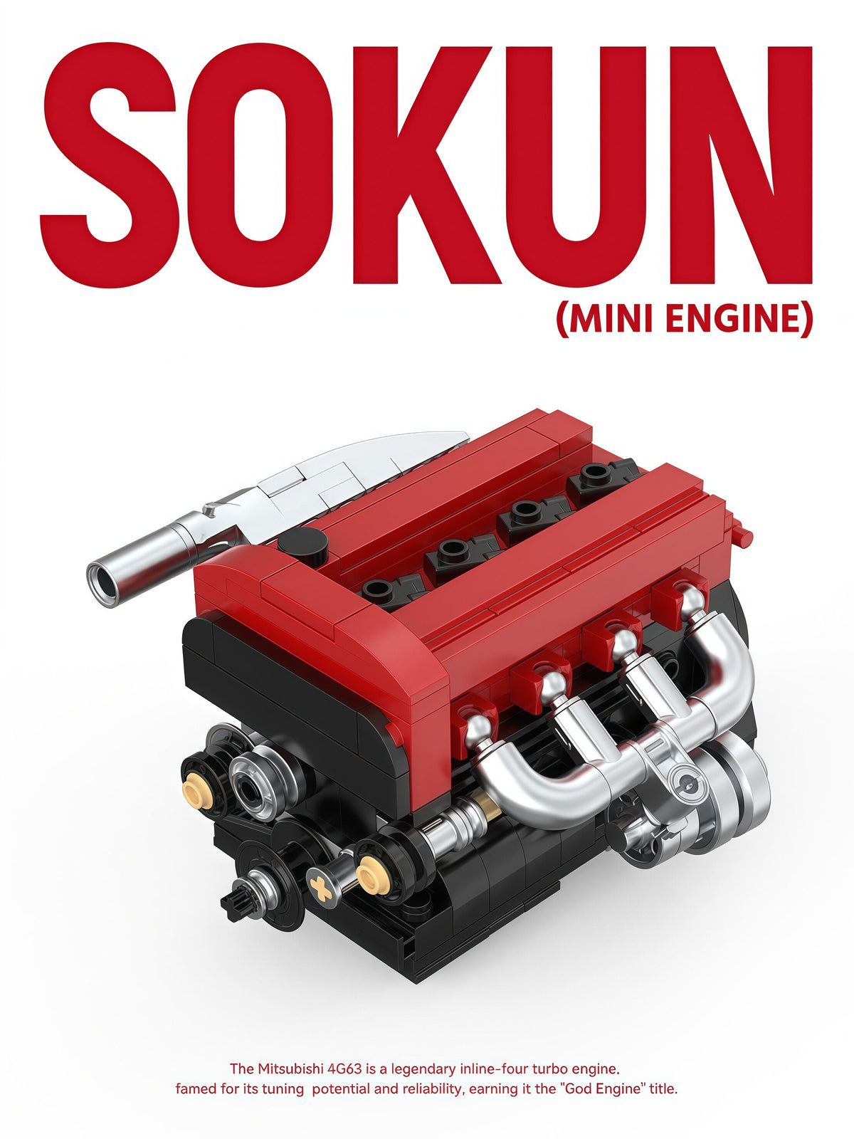 Trilumity Building Block Set: Mitsubishi Evo 4G63 Engine | Home Decor (216Piece)