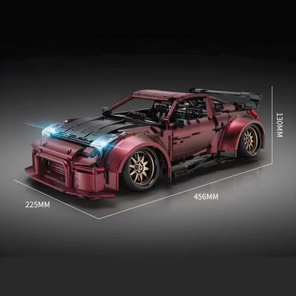 Trilumity Legendary Nissan 350Z Limited Edition Wide-Body Low-Slung Supercar Building Block Set, Remote Control, 2,338-Piece