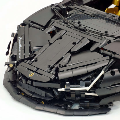 Trilumity Motorized Building Block Set: 1:8 Italian Bull Jota V12 Hypercar – Barrel Plated Matte Black Customized Edition (3260-Piece)