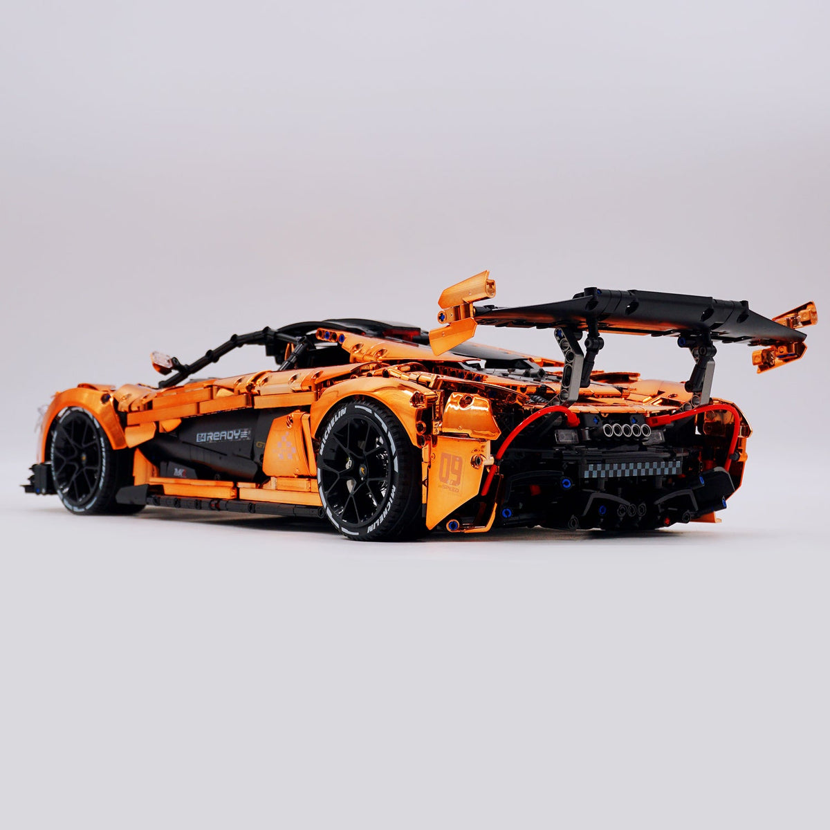 Trilumity Motorized Building Block Set: 1: 8 British Hybrid Hypercar Orange Gold Plating Supercar Building Sets with Remote Control, Electric lift
