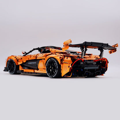 Trilumity Motorized Building Block Set: 1: 8 British Hybrid Hypercar Orange Gold Plating Supercar Building Sets with Remote Control, Electric lift