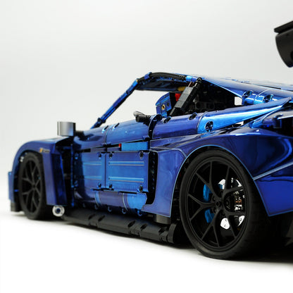 Trilumity Motorized Building Block Set: 1: 8 BMW M4 GT3 Building Set, Fully Detailed Simulation, Electric Sapphire Blue Custom Edition (4556Piece)