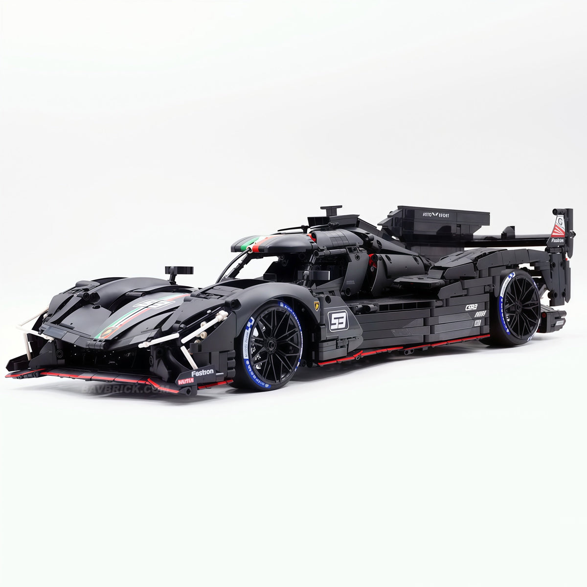 Trilumity Motorized Building Block Set: 1:8 The Ultimate LMDh Hybrid Prototype | Matte Black Custom Edition (3771-Piece)