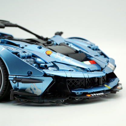 Trilumity Motorized Building Block Set: 1:8 The Ultimate Italian Hybrid Hypercar Evo | Customized Electroplating Tiffany Blue Italian Exotic