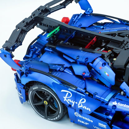 Trilumity Motorized Building Block Set: 1:8 The Ultimate Italian Hybrid Hypercar Evo | Matte Sapphire Blue Custom Edition (4058Piece)
