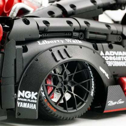 Trilumity Motorized Building Block Set: 1:8 Nissan GTR R35 Widebody Black Warrior Custom Edition | Black Beast | 3939+-Piece