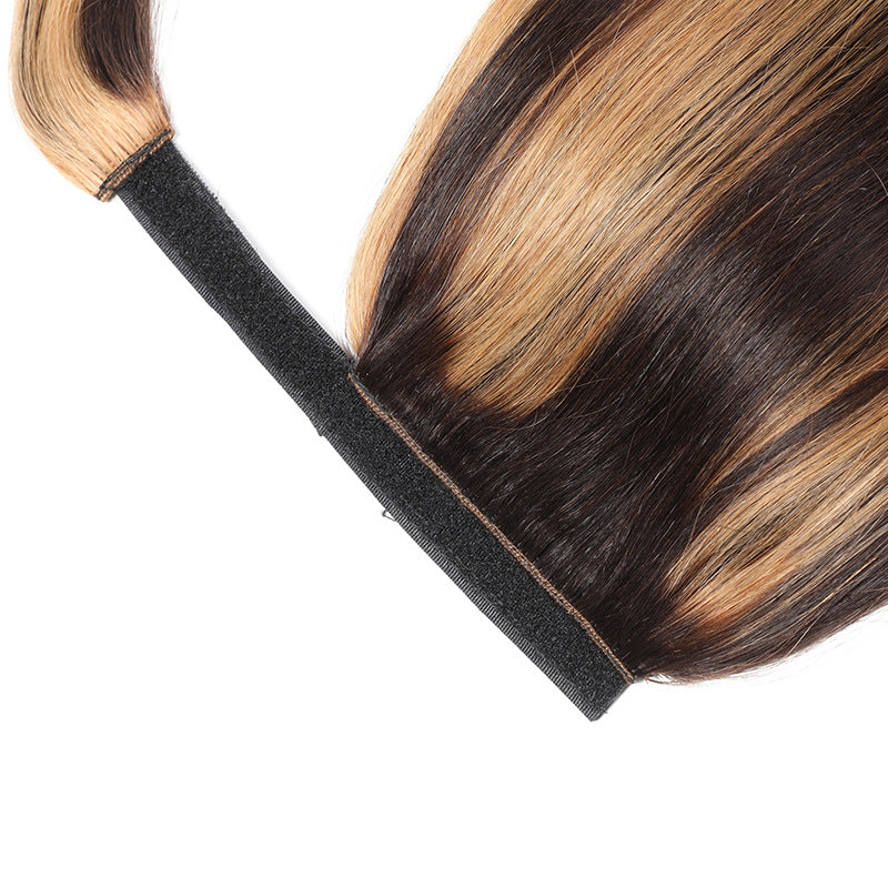 Trilumity Straight Ponytail in Black, cap and adjustable band construction