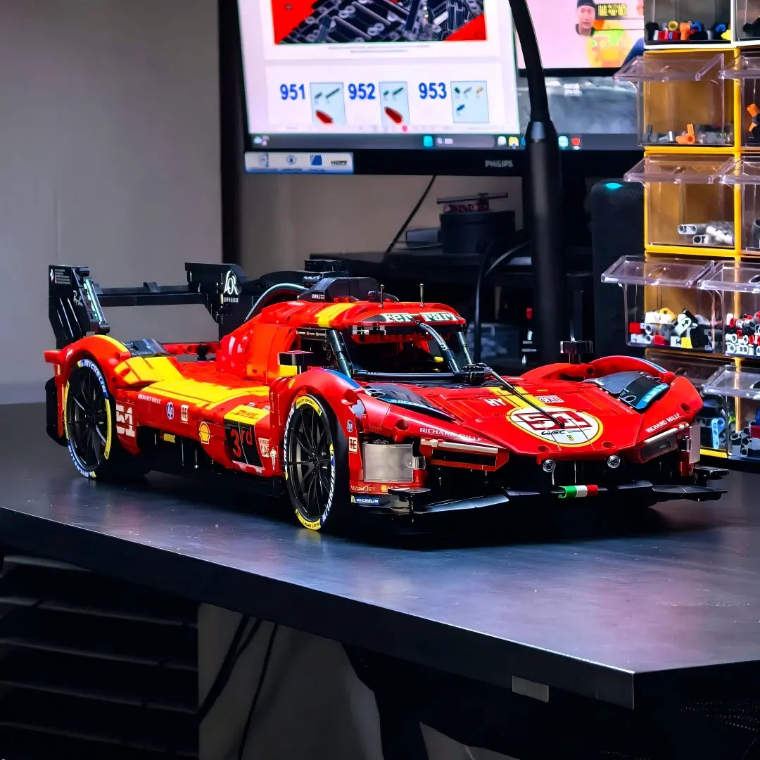 Trilumity MOC Building Block Set: 1:8 Ferrari 499P | 2025 Le Mans Endurance #51 Hypercar MOC (4749-Piece)