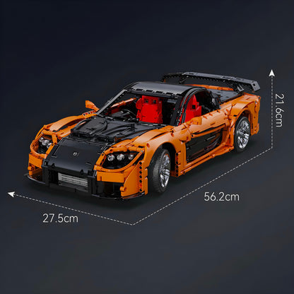 Trilumity Building Block Set: 1: 8 Mazda Rx-7 with Remote Control, Front and Rear Lights, All Printed Exterior Parts Without Stickers (3305-Piece)