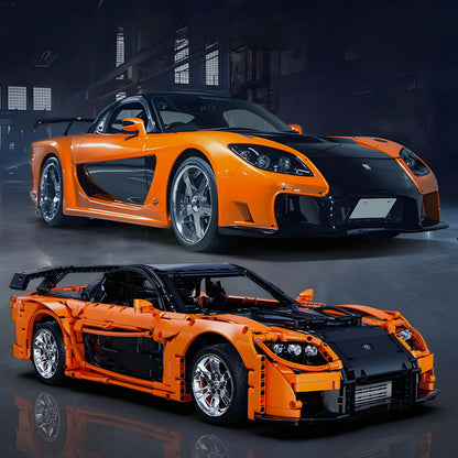 Trilumity Building Block Set: 1: 8 Mazda Rx-7 with Remote Control, Front and Rear Lights, All Printed Exterior Parts Without Stickers (3305-Piece)