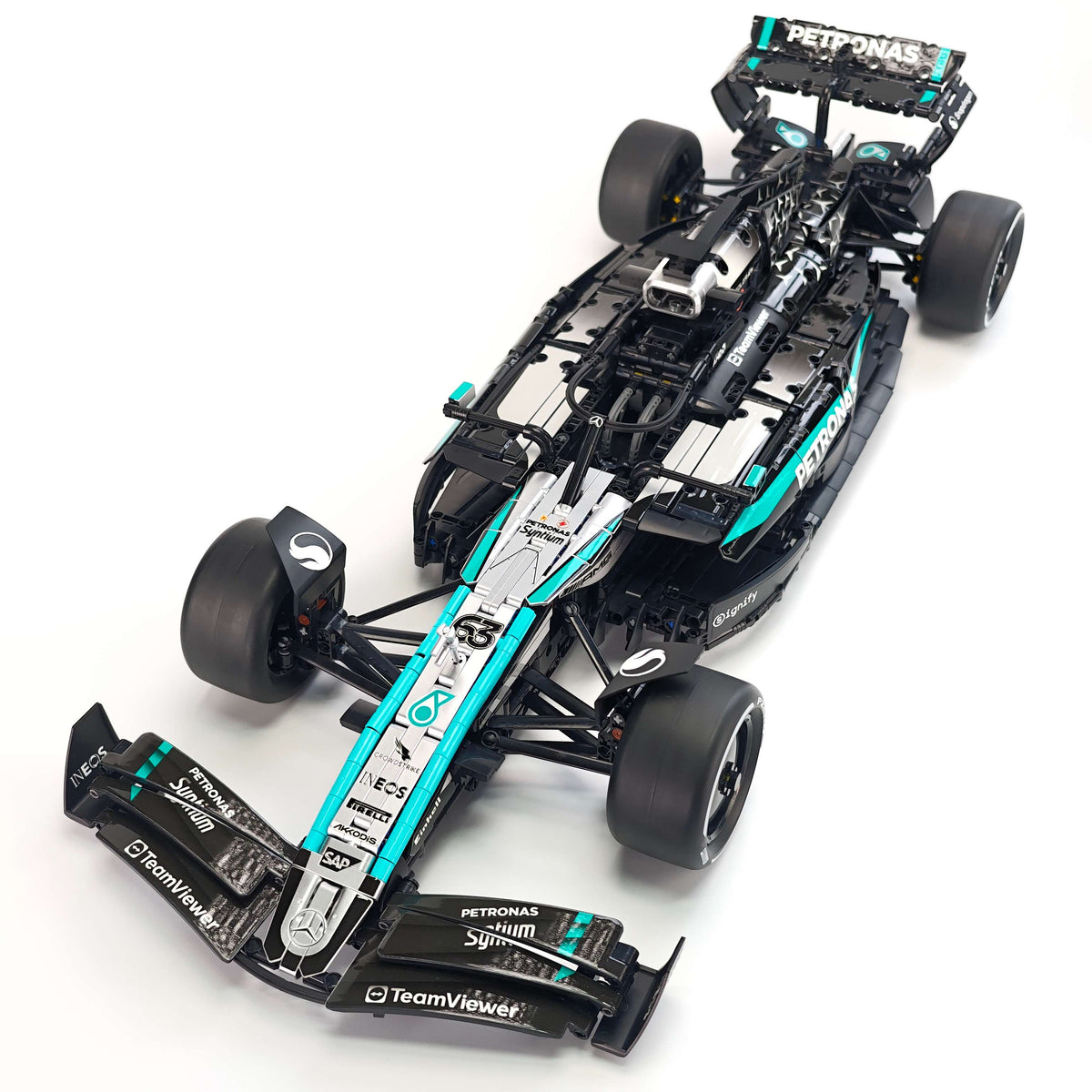 Trilumity Motorized Building Block Set: 1:8 Mercedes-Benz W16 F1 Racing Car | Exclusive Racing Livery (1887+-Piece)