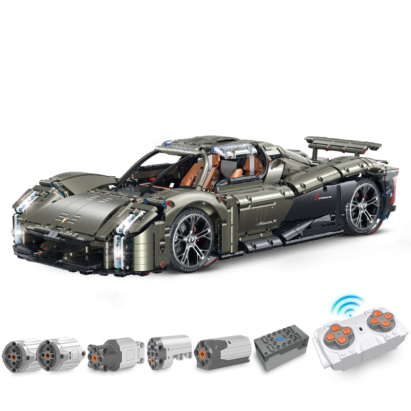 Trilumity Motorized Building Block Set: 1: 8 Porsche Mission X Supercar Building Sets with Remote Control, Electric lift tail, Electric Lifting