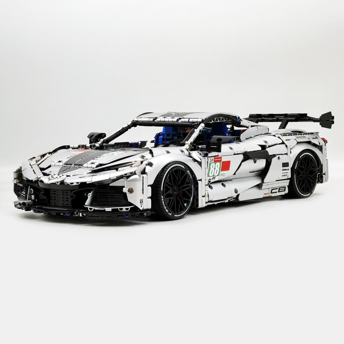 Trilumity Building Block Set: 1: 8 Corvette C8 Supercar Building Sets, Matte Silver Customized Edition (3788-Piece)