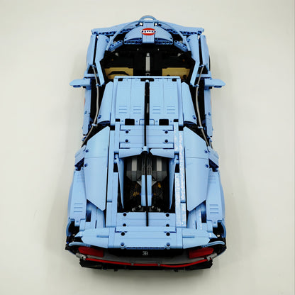 Trilumity Bugatti Chiron, Custom Modified Gulf Blue Version Building Block Set, 1:8 Scale, Remote Control, 4,031-Piece