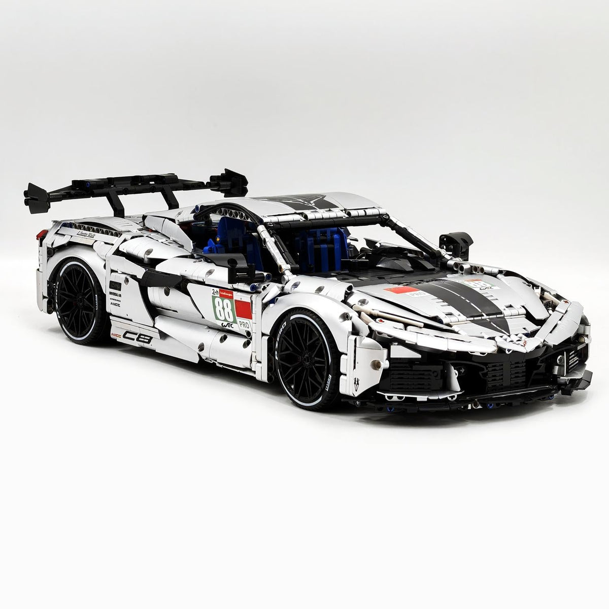 Trilumity Building Block Set: 1: 8 Corvette C8 Supercar Building Sets, Matte Silver Customized Edition (3788-Piece)