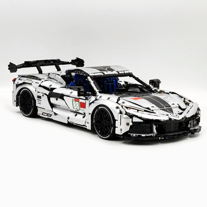 Trilumity Building Block Set: 1: 8 Corvette C8 Supercar Building Sets, Matte Silver Customized Edition (3788-Piece)