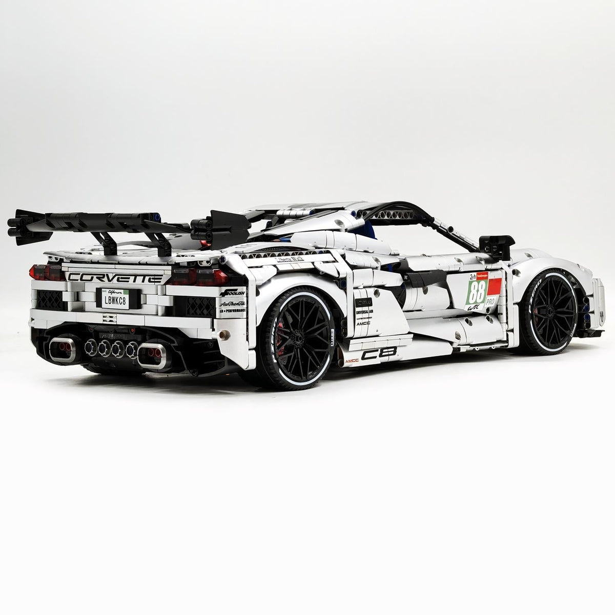 Trilumity Building Block Set: 1: 8 Corvette C8 Supercar Building Sets, Matte Silver Customized Edition (3788-Piece)