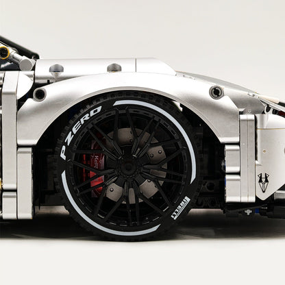 Trilumity Building Block Set: 1: 8 Corvette C8 Supercar Building Sets, Matte Silver Customized Edition (3788-Piece)