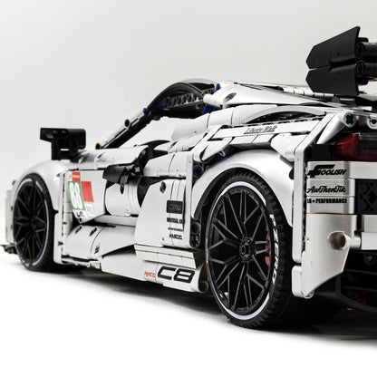 Trilumity Building Block Set: 1: 8 Corvette C8 Supercar Building Sets, Matte Silver Customized Edition (3788-Piece)