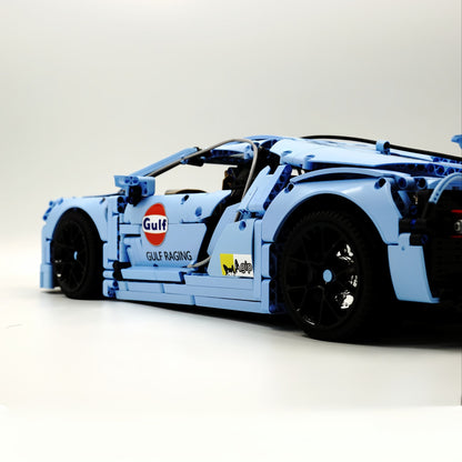 Trilumity Bugatti Chiron, Custom Modified Gulf Blue Version Building Block Set, 1:8 Scale, Remote Control, 4,031-Piece