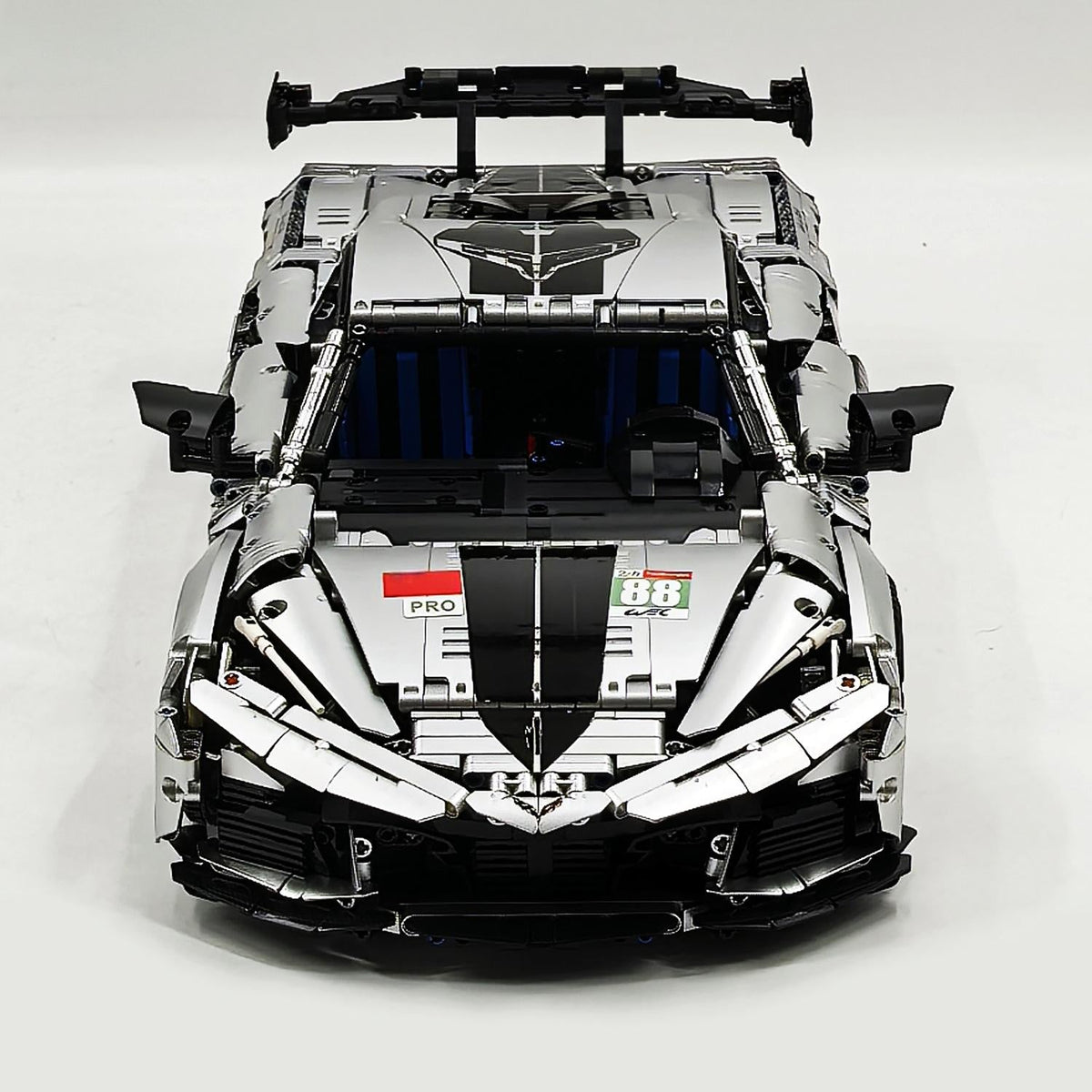 Trilumity Building Block Set: 1: 8 Corvette C8 Supercar Building Sets, Matte Silver Customized Edition (3788-Piece)