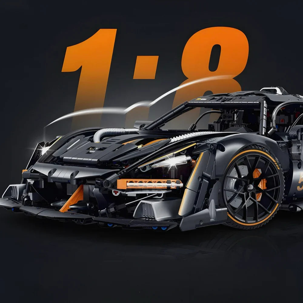 Trilumity Motorized Building Block Set: 1:8 McLaren Senna Black Knight Hypercar Limited Edition (3803-Piece)