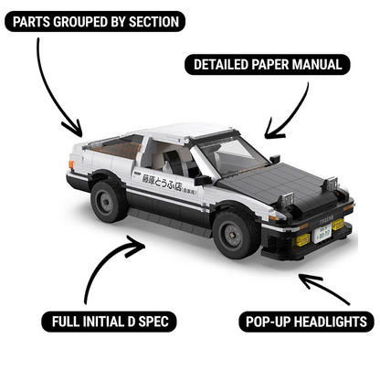 Trilumity Building Block Set: Initial D Toyota Ae86, Genuine Authorized collector's Edition(1324-Piece)