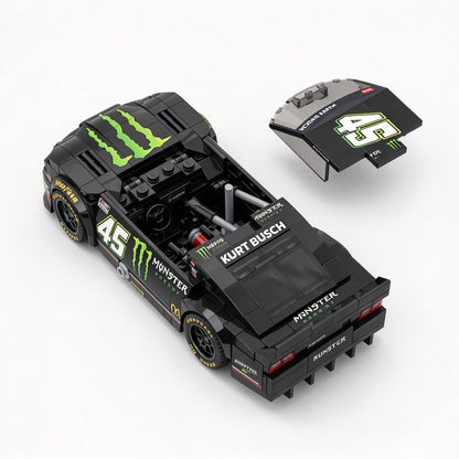 Trilumity Building Block Set: Toyota Camry Trd for 23Xi Racing | Nascar 2022 Busch #45 Monster Energy Livery (311-Piece)