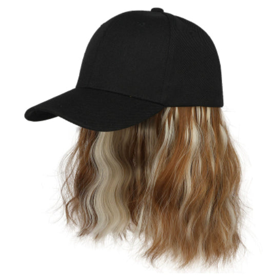 Trilumity Curly Baseball Cap Wig in Natural Black, as supplied in packaging