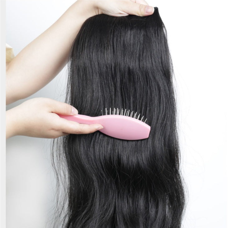 Trilumity Curly V-Part Half Wig in Dark Brown, hair texture close-up