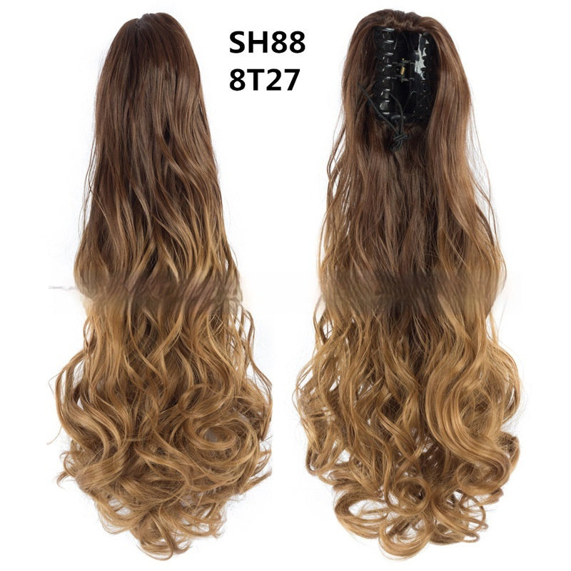 Trilumity Curly Ponytail in Blonde, parting detail