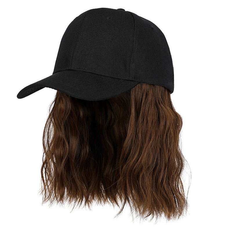 Trilumity Curly Baseball Cap Wig in Natural Black, cap and adjustable band construction
