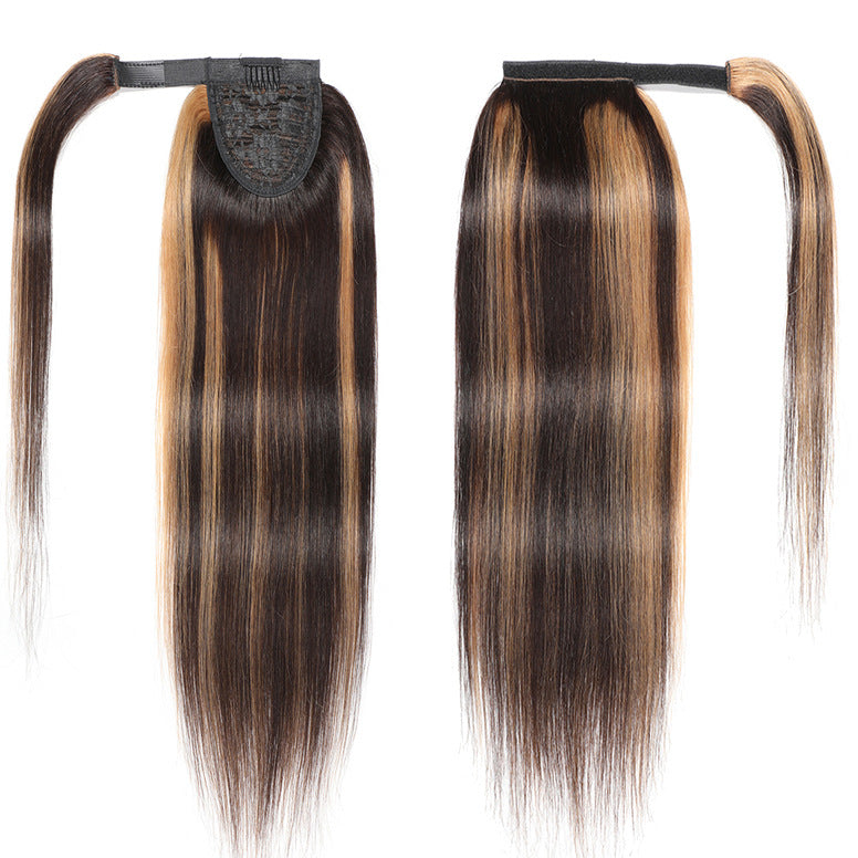 Trilumity Straight Ponytail in Black, back view