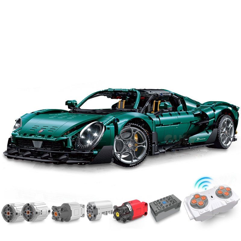 Trilumity Motorized Building Block Set: 1: 8 Alfa Romeo 33 Stradale Supercar with Remote Control, Electric Doors, Electric Air Suspension, Steam