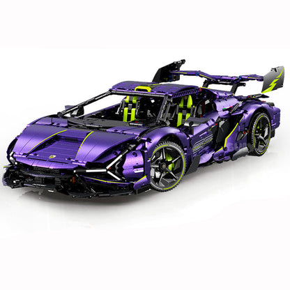 Trilumity Motorized Building Block Set: 1:8 Comet Purple Lamborghini Supercar with Remote Control – Electric Features, V10 Engine, and Custom Starry