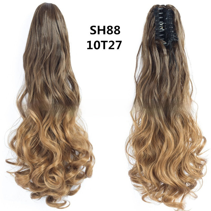 Trilumity Curly Ponytail in Blonde, close-up