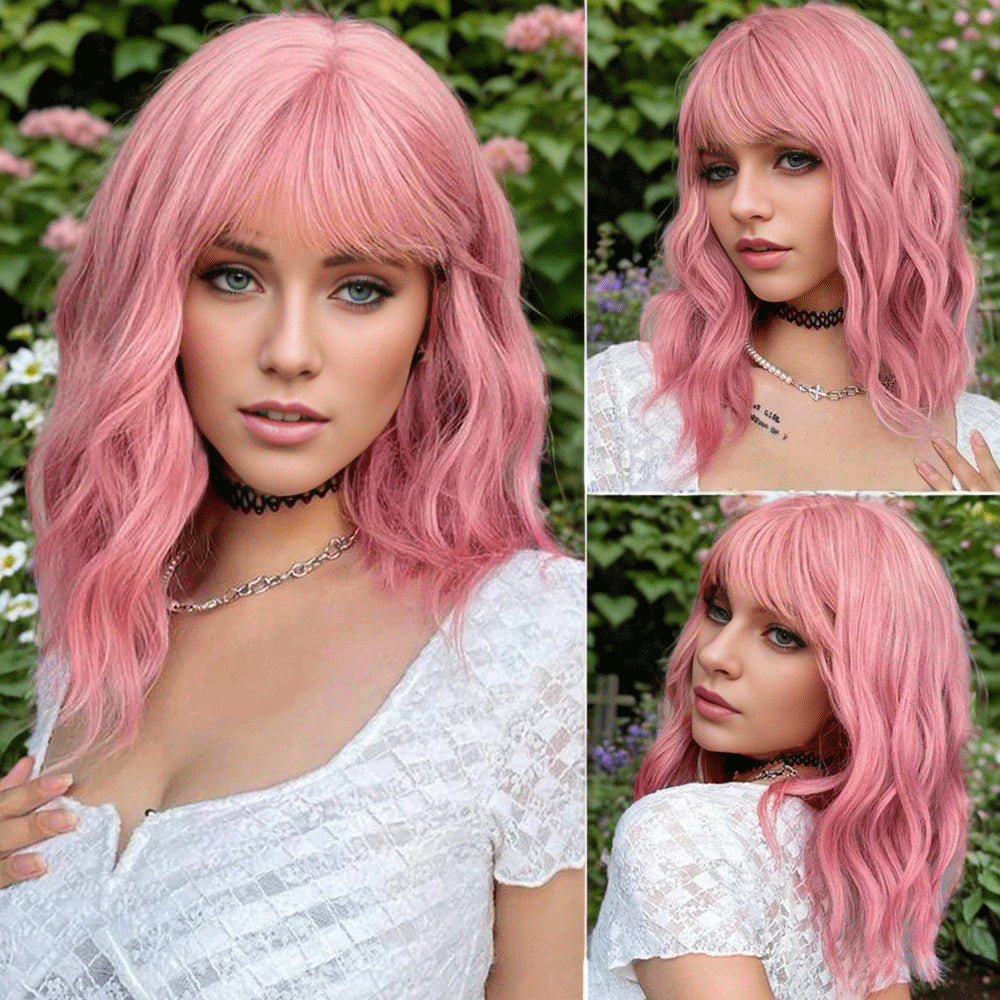 Trilumity Water Wave Wig with Bangs in Black, front view