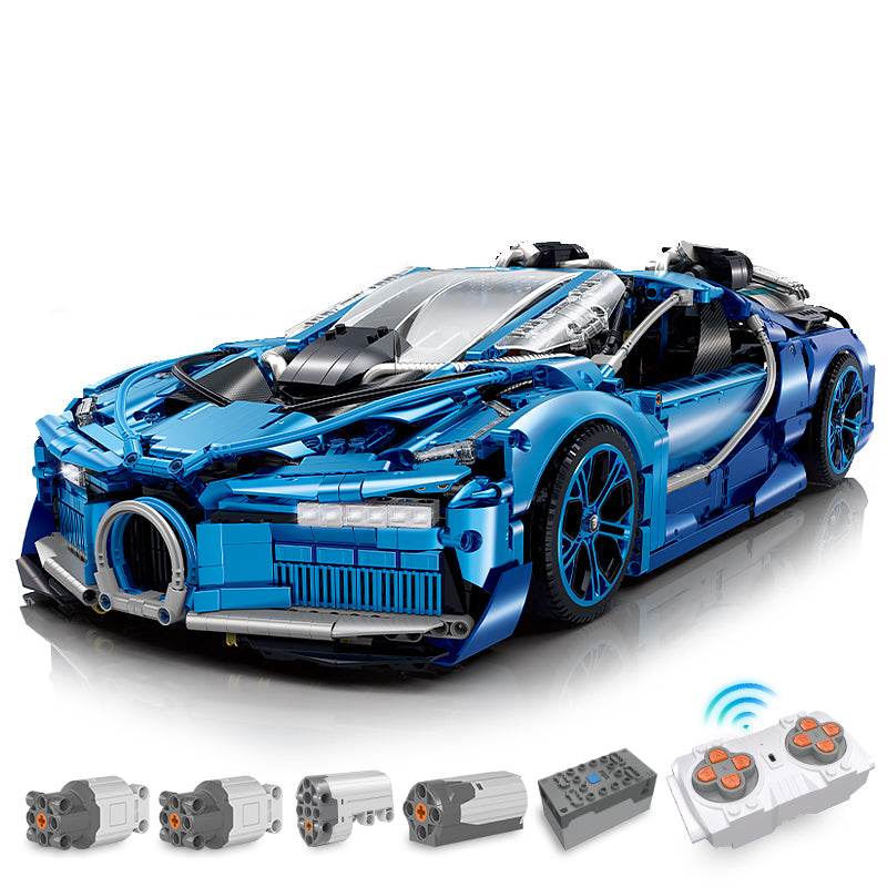 Trilumity Jet Bugatti, Electric spray system and headlights Building Block Set, 1:8 Scale, Remote Control, 3,868-Piece