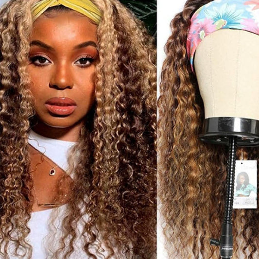 Trilumity Curly Headband Wig in Honey Blonde, front view