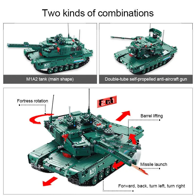 Cada MOC Building Block Set: Motorized M1A2 Main Battle Tank, Model C61001