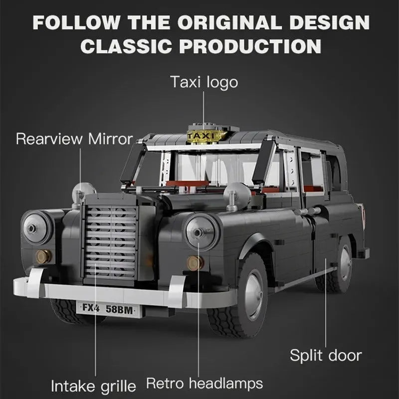 Cada MOC Building Block Set: 62004 RC Motorized Retro London Taxi, Model C62004PF