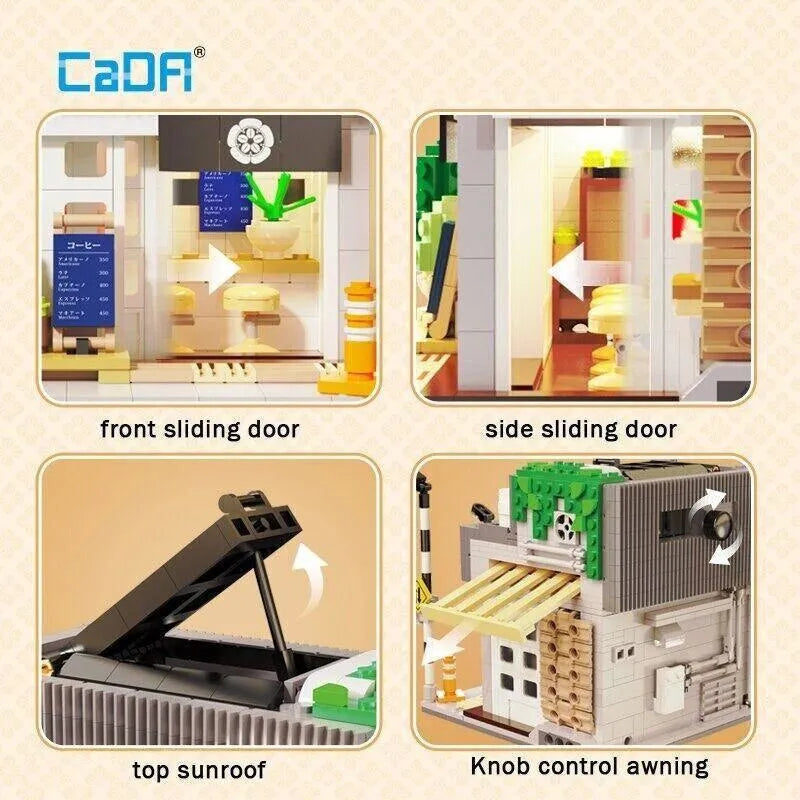 Cada MOC Building Block Set: 66007 Creator Summer Japanese Coffee Shop, Model C66007