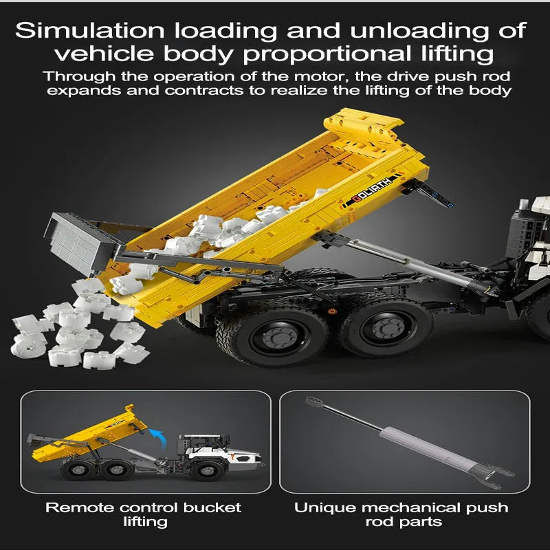 Cada MOC Motorized Building Block Set: APP RC Large Dump Truck Car 61054, Model C61054