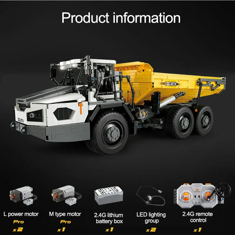 Cada MOC Motorized Building Block Set: APP RC Large Dump Truck Car 61054, Model C61054