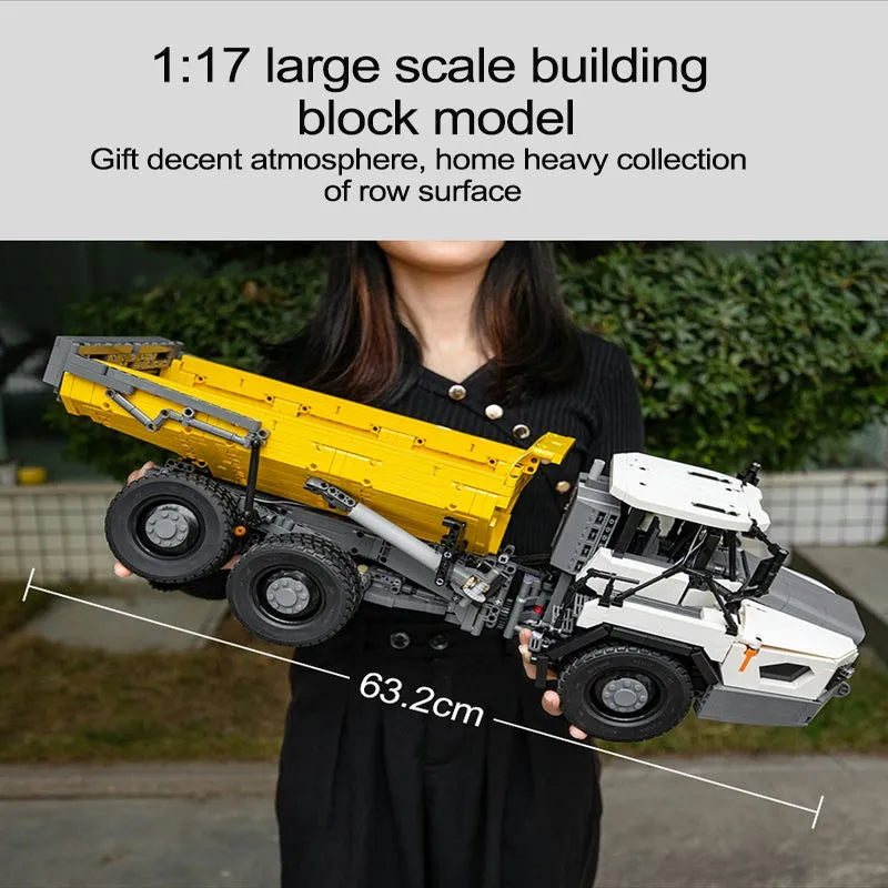 Cada MOC Motorized Building Block Set: APP RC Large Dump Truck Car 61054, Model C61054
